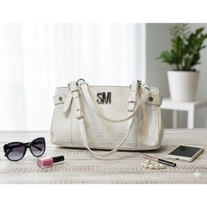 Steve Madden White,Logo,Shoulder Bag,Gold Hardware,Fashion